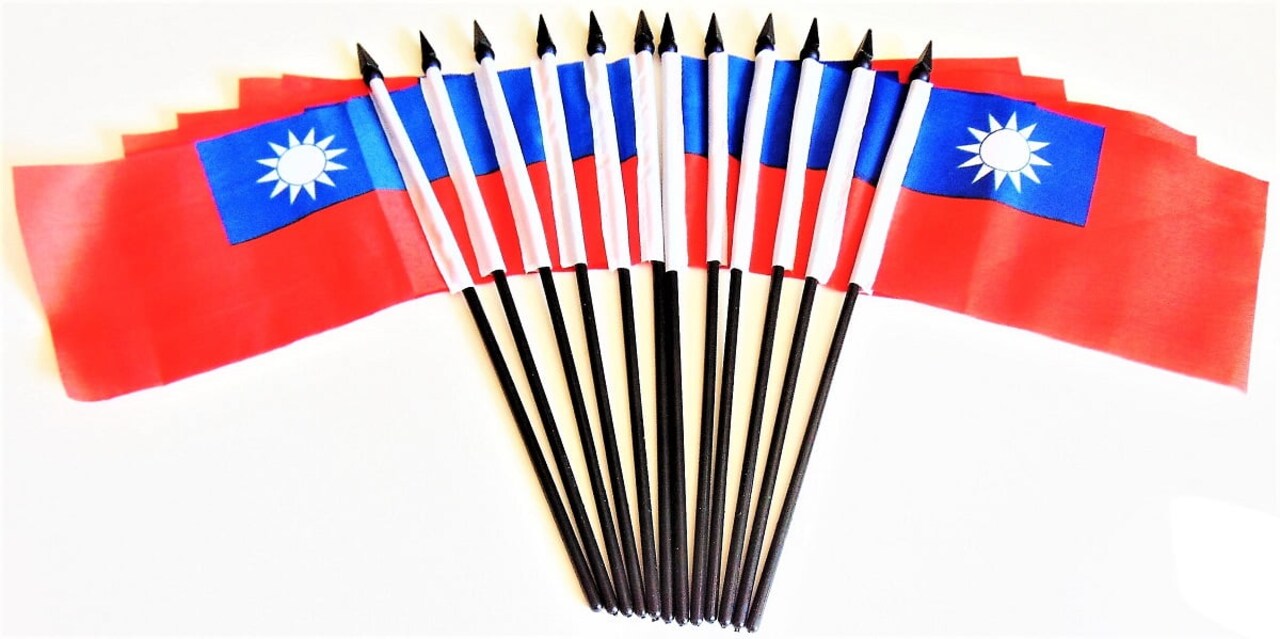 Pack of 12 Taiwan Mini Flags – 4"x6" Polyester Desk & Hand Waving Set